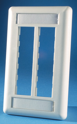 Product image for Ortronics OR-40300545-88 69.85 x 7.62 x 114.3 mm 6-Port 1-Gang Cloud White/Textured Thermoplastic Data Communication Face Plate
