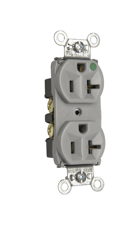 Mayer-DDS-20A 125V Heavy Duty Hospital-Grade Compact Duplex Receptacle, Back and Side Wire, Gray-1