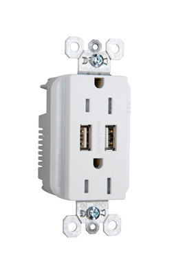 Mayer-DDS-3.1A Spec Grade USB Outlet, Type A, 15A, Tamper-Resistant, White-1