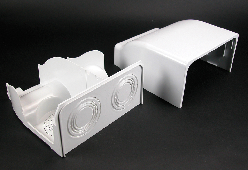 Product image for Wiremold 5410DFO 7-1/2 x 7-1/8 x 3-1/2" Ivory Non-Metallic Multiple Channel Raceway Radiused Divided Entrance Cap