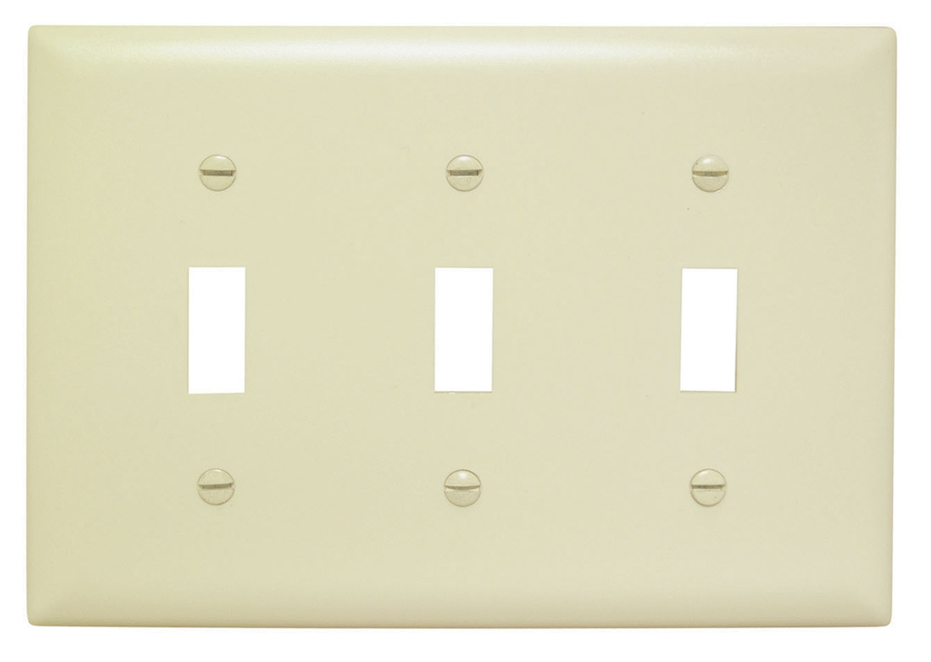 Mayer-DDS-3-Gang Thermoset Wall Plate, 3 Toggle Switch Openings, Ivory-1