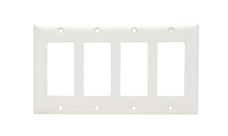 Mayer-DDS-4-Gang Thermoset Wall Plate, 4 Decorator Openings, White-1