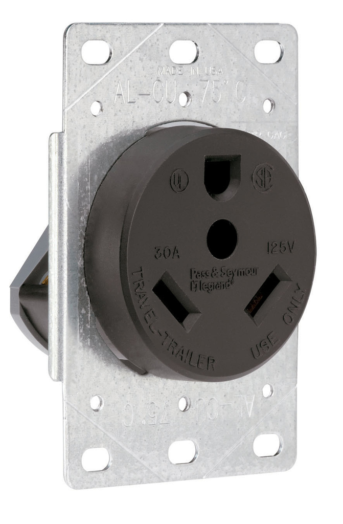 Mayer-DDS-30A 125V TT30 Straight Blade Single Flush Receptacle, 3-Pole, 3-Wire-1