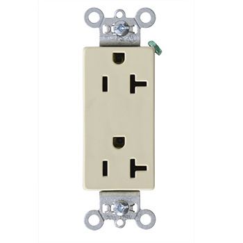 Mayer-DDS-20A 125V Heavy Duty Spec-Grade Decorator Duplex Receptacle, Back and Side Wire, Ivory-1
