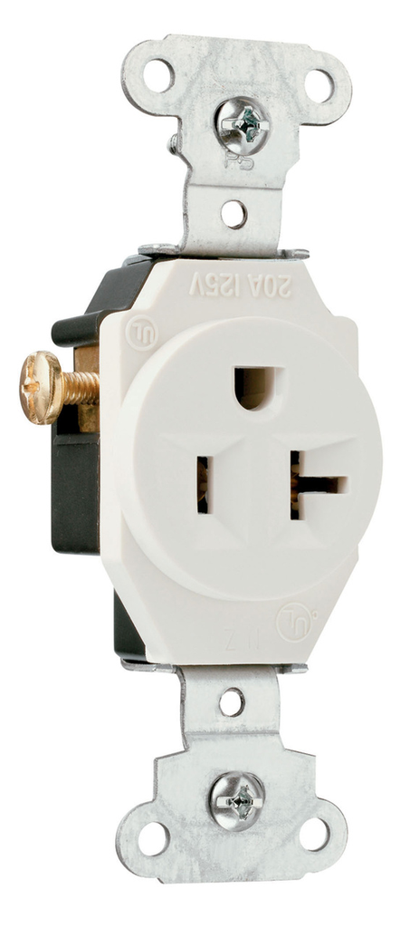 Mayer-DDS-20A 125V Heavy Duty Spec-Grade Single Receptacle, Side Wire, Light Almond-1