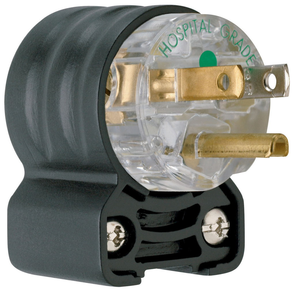 Mayer-DDS-15A, 125V Extra-Hard Use Hospital-Grade Angled Plug, Black and Clear-1