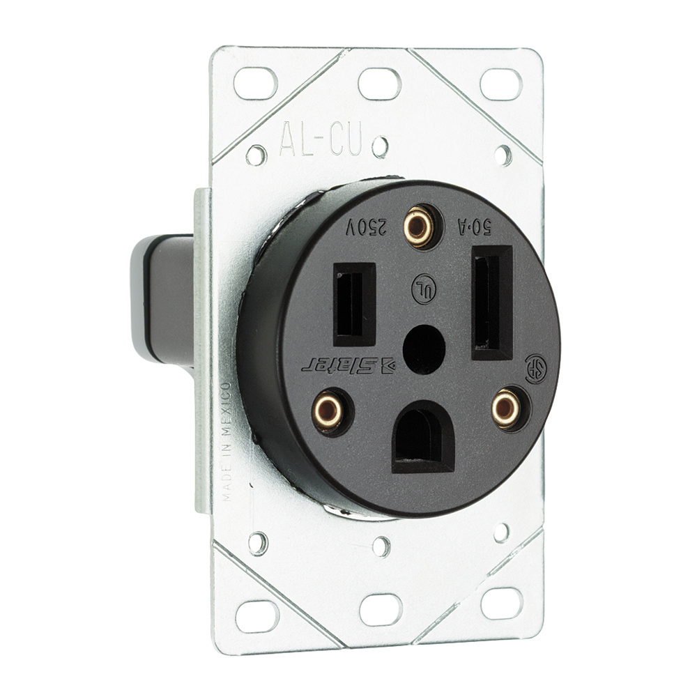 Mayer-DDS-50A 250V 6-50R Straight Blade Single Flush Receptacle, 2-Pole, 3-Wire-1