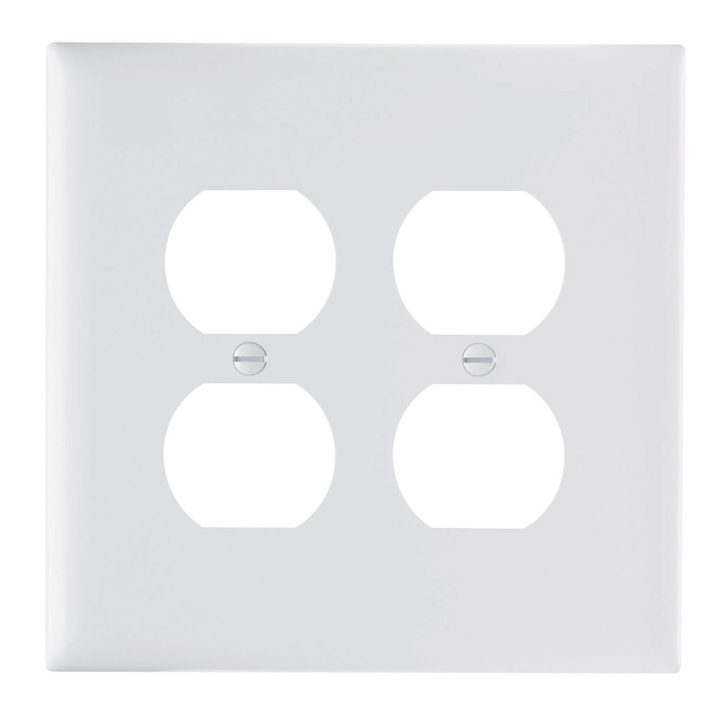 Mayer-DDS-TradeMaster® Jumbo 2-Gang Nylon Wall Plate, 2 Duplex Receptacle Openings, White-1