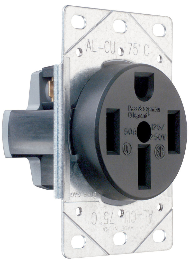 Mayer-DDS-50 Amp 125/250V NEMA 14-50R Flush Mount Electrical Outlet for Ranges / Dryers-1