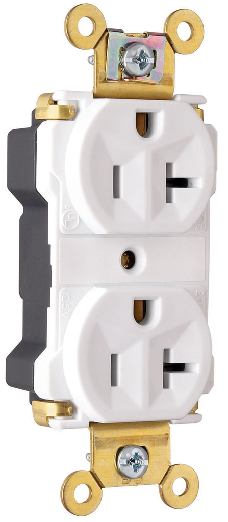 Mayer-DDS-PlugTail® 20A 125V Industrial Extra Heavy Duty Spec-Grade Duplex Receptacle, White-1