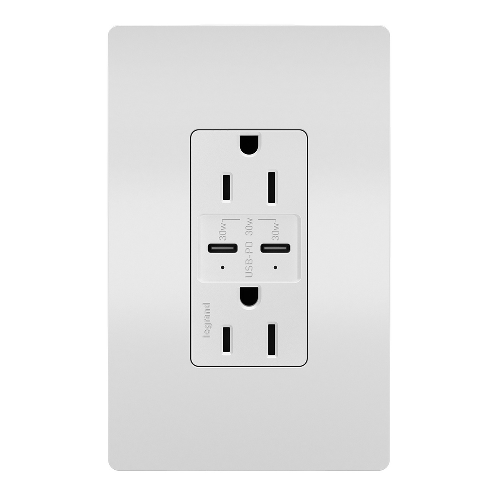 Mayer-DDS-radiant® 30W USB Outlet, Type C, 15A, Tamper-Resistant, White-1