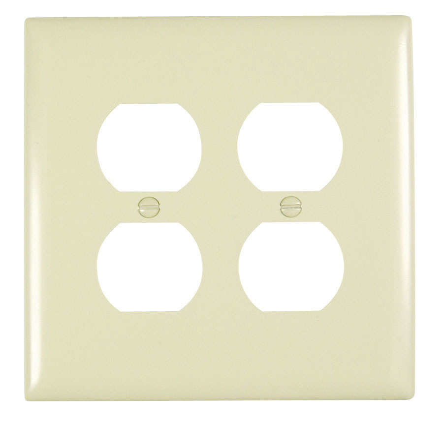Mayer-DDS-TradeMaster® Jumbo 2-Gang Nylon Wall Plate, 2 Duplex Receptacle Openings, Gray-1