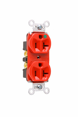 Mayer-DDS-20A 125V Heavy Duty Hospital-Grade Compact Duplex Receptacle, Back and Side Wire, Red-1