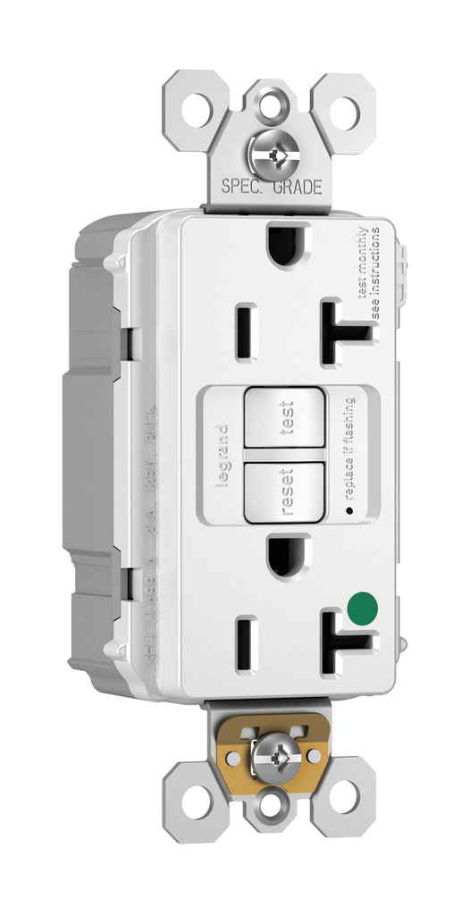 Mayer-DDS-PlugTail® Hospital Grade Tamper-Resistant 20A Duplex Self-Test GFCI Receptacles with SafeLock® Protection, White-1