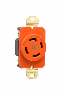 Product image for Pass & Seymour IGL1530-R Turnlok Single Receptacle, 4wire, 30amp 3phase 250V Isolated Ground
