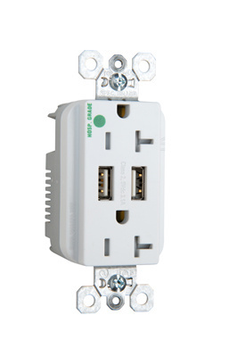 Mayer-DDS-3.1A Hospital Grade USB Outlet, Type A, 20A, Tamper-Resistant, White-1
