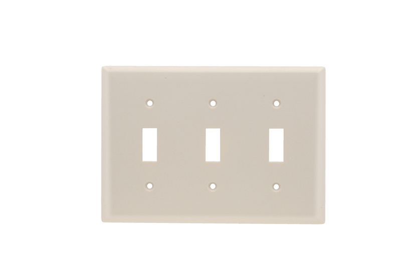 Mayer-DDS-3-Gang Thermoset Wall Plate, 3 Toggle Switch Openings, Light Almond-1
