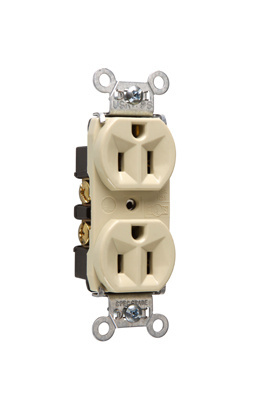 Mayer-DDS-15A 125V Hard Use Spec-Grade Duplex Receptacle, Back and Side Wire, Ivory-1