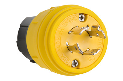 Mayer-DDS-Turnlok® Watertight Locking Plug, 20A 3Φ480V, NEMA 4X/6P Rated, NEMA L16-20P Config, Yellow-1