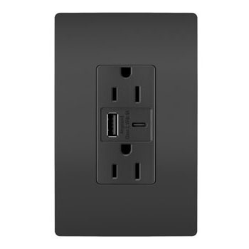 Mayer-DDS-radiant® 15W USB Outlet, Type A/C, 15A, Tamper-Resistant, Black-1