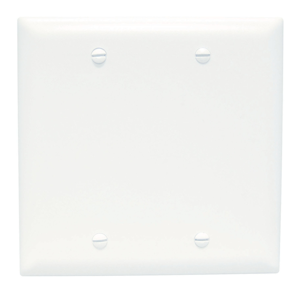 Product image for Pass & Seymour TP23-W 2Gang Wall Plate, Blank, Box Mount, Nylon, Standard - White