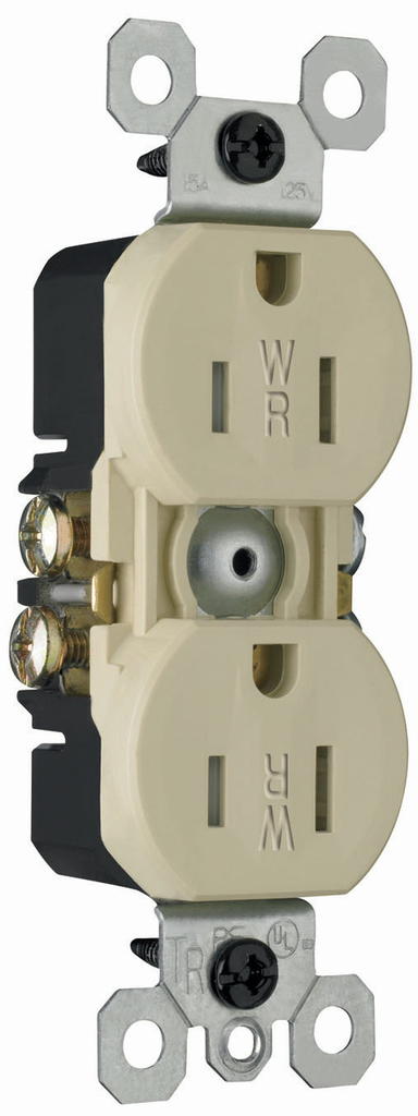 Product image for Pass & Seymour 3232-TRWRI Weather-Resistant, Duplex Receptacle. 15 Amp, 125 Volt, Ivory