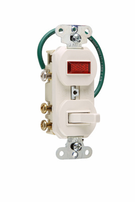 Product image for Pass & Seymour 695-WG 15 amps, 120/125V -Three-way, Single Pilot Light, Combination Switch, Grounding - White