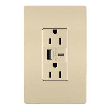 Mayer-DDS-radiant® 15W USB Outlet, Type A/C, 15A, Tamper-Resistant, Ivory-1