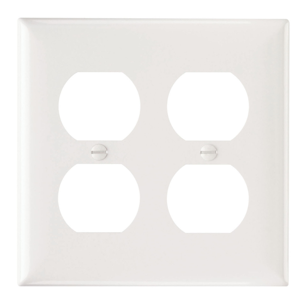 Mayer-DDS-2-Gang Thermoset Wall Plate, 2 Duplex Receptacle Openings, White-1