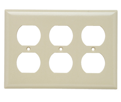 Mayer-DDS-3-Gang Thermoset Wall Plate, Duplex Receptacle Openings, Ivory-1