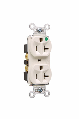 Mayer-DDS-20A 125V Heavy Duty Hospital-Grade Compact Duplex Receptacle, Back and Side Wire, Light Almond-1