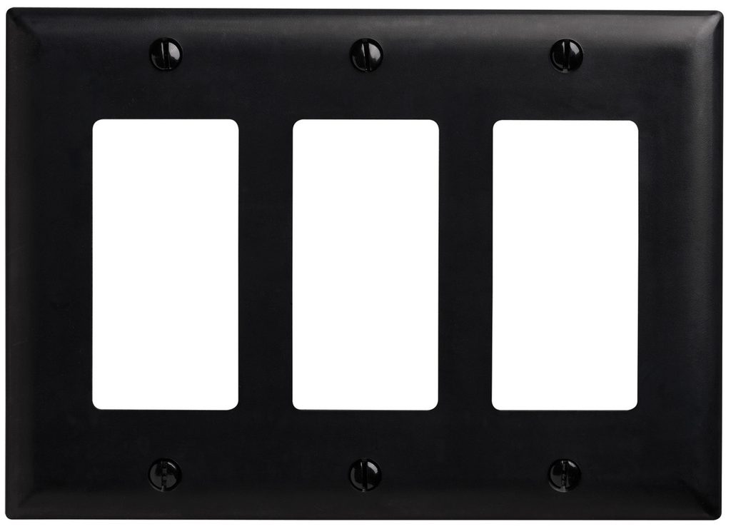 Mayer-DDS-TradeMaster® 3-Gang Nylon Wall Plate, 3 Decorator Openings, Black-1