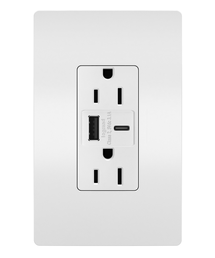 Mayer-DDS-radiant® 3.1A USB Outlet, Type A/C, 15A, Tamper-Resistant, White-1