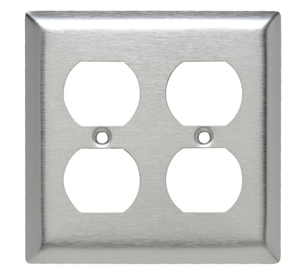 Mayer-DDS-2-Gang 430 Stainless Steel Wall Plate, 2 Duplex Receptacle Openings-1