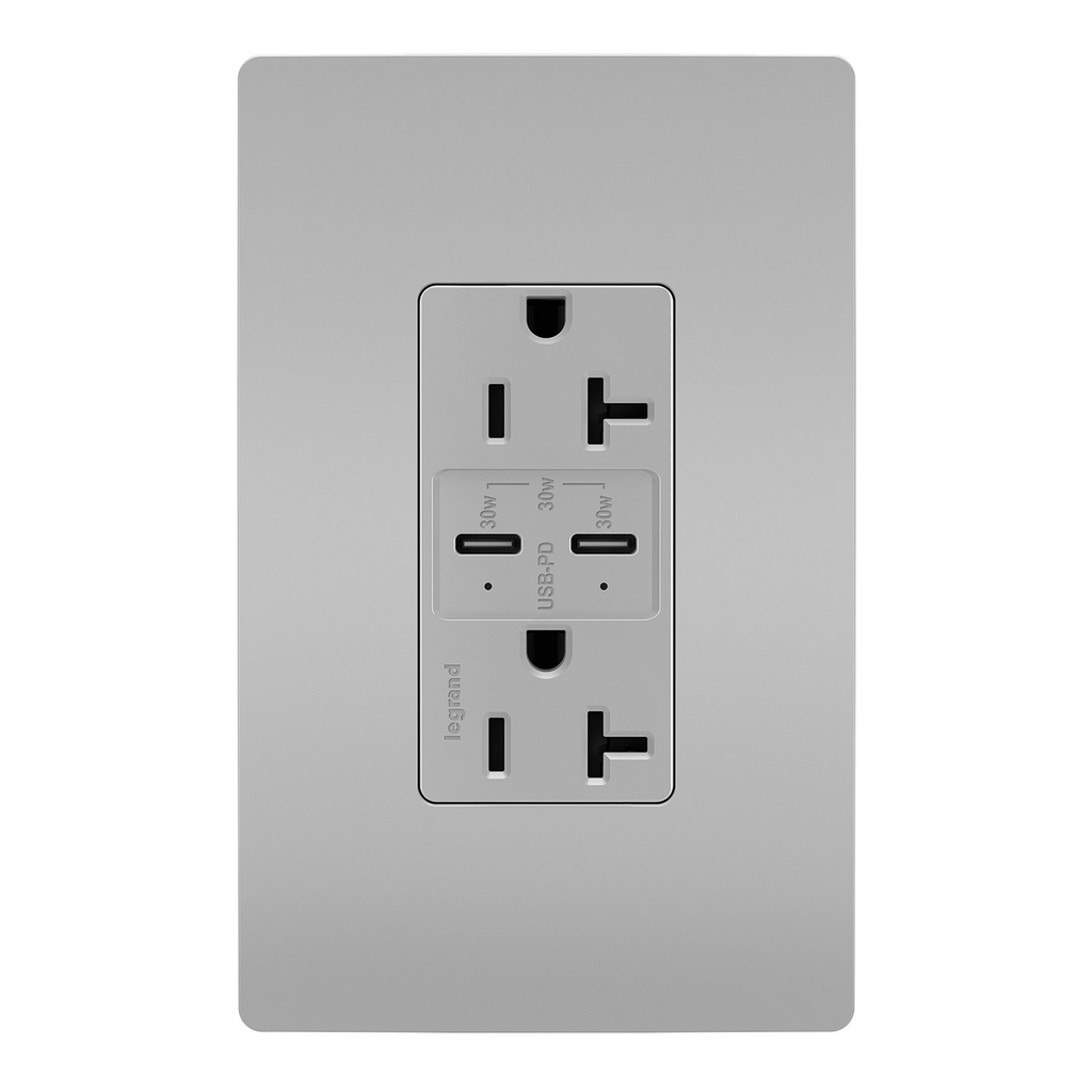 Mayer-DDS-Spec Grade 30W USB Outlet, Type C, 20A, Tamper-Resistant, Gray-1