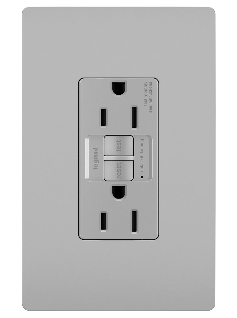 Mayer-DDS-radiant® Tamper-Resistant 15A Duplex Self-Test GFCI Receptacles with SafeLock® Protection, Gray-1