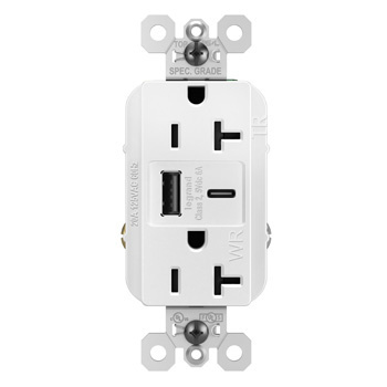 Mayer-DDS-15W Spec Grade Weather-Resistant USB Outlet, Type A/C, 20A, Tamper-Resistant, White-1