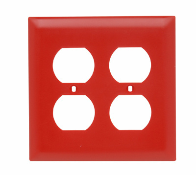 Mayer-DDS-TradeMaster® 2-Gang Nylon Wall Plate, 2 Duplex Receptacle Openings, Red-1