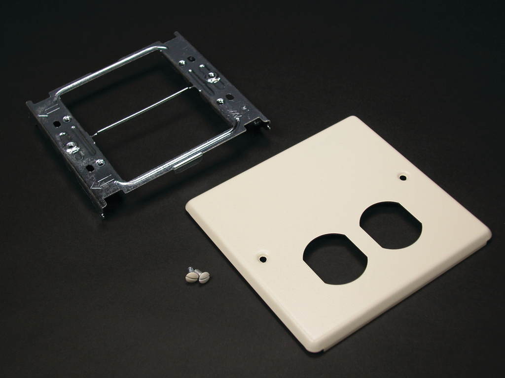 Mayer-DDS-Wiremold 4047 Series Two-Gang Cover One Duplex Receptacle Fitting, Ivory-1