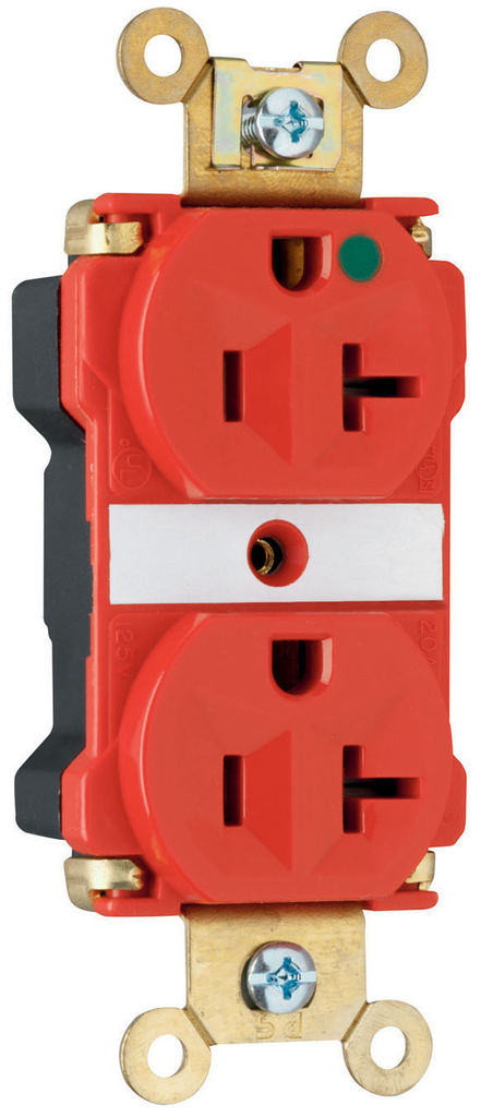 Mayer-DDS-PlugTail® 20A 125V Extra Heavy Duty Hospital-Grade Duplex Receptacle, Red-1
