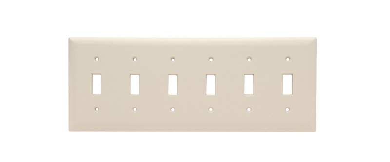 Product image for Pass & Seymour SP6-LA 5Gang Wall Plate, 6-Toggle Switch, Standard - Light Almond