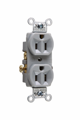 Mayer-DDS-15A 125V Commercial Spec-Grade Duplex Receptacle, Side Wire, Gray-1