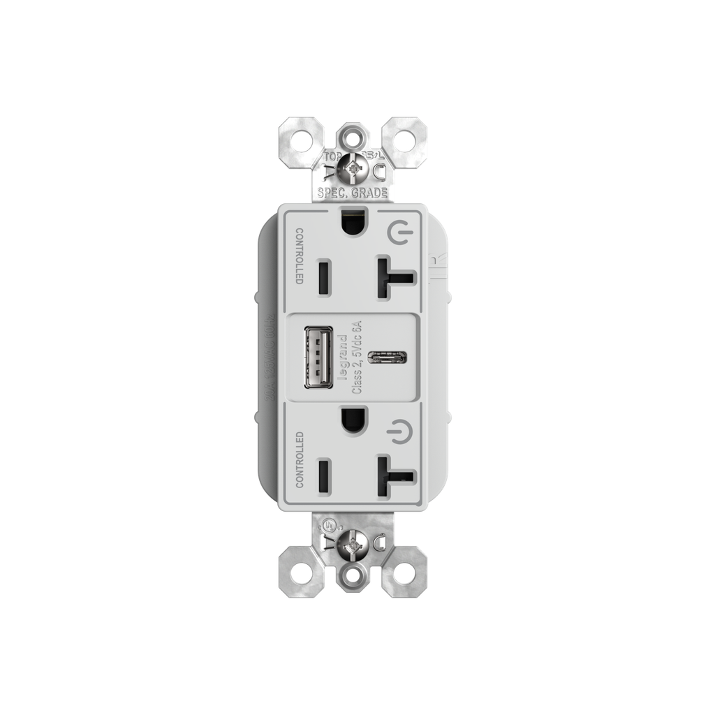 Mayer-DDS-20A 125V Plug Load Dual Controlled Tamper-Resistant Duplex Receptacle with USB A/C Fast Charging Ports, White-1