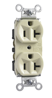Mayer-DDS-20A 125V Hard Use Spec-Grade Duplex Receptacle, Back and Side Wire, Ivory-1