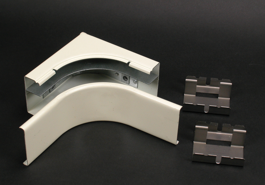 Product image for Wiremold V2417DFO 2" Cable Bend Radius Ivory Steel 2-Channel Raceway Divided Radiused Internal Elbow