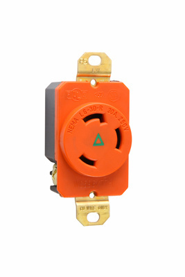 Product image for Pass & Seymour IGL630-R Turnlok Single Receptacle, 3wire, 30amp 250V Isolated Ground - Orange