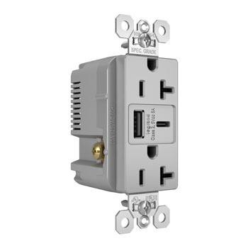 Mayer-DDS-15W Spec Grade USB Outlet, Type A/C, 20A, Tamper-Resistant, Gray-1