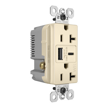 Mayer-DDS-15W Spec Grade Weather-Resistant USB Outlet, Type A/C, 20A, Tamper-Resistant, Light Almond-1