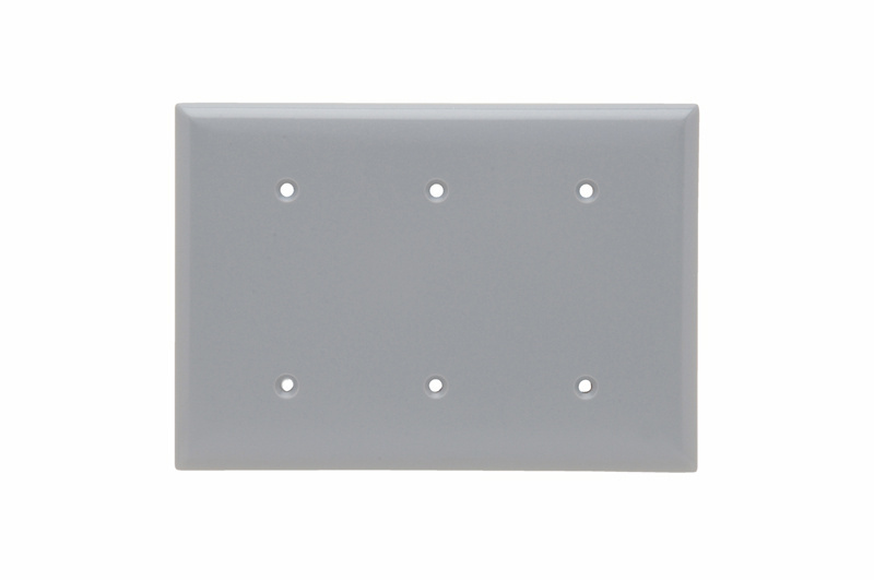 Mayer-DDS-3-Gang Thermoset Wall Plate, Blank, Box Mounted, Gray-1