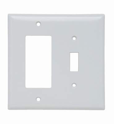 Mayer-DDS-Combination Openings, 1 Toggle Switch and 1 Decorator, Two Gang, White-1